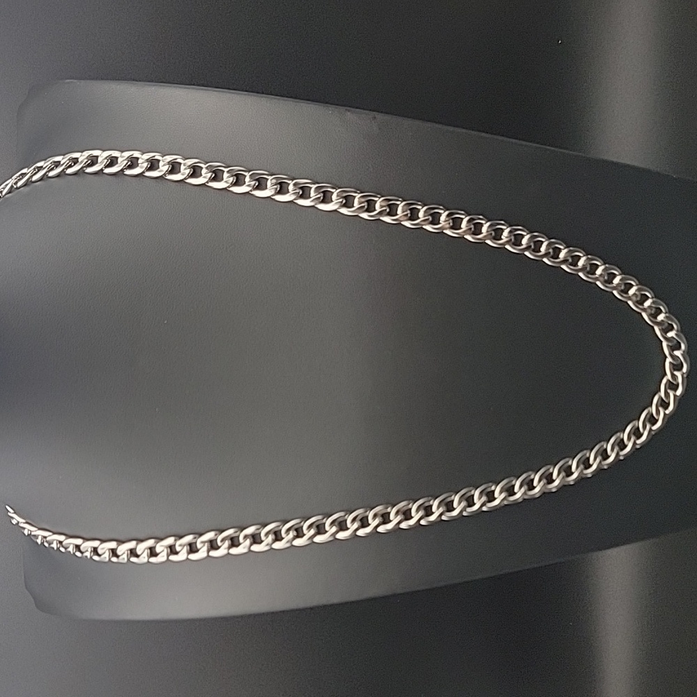 Classic Curb Cuban Link Chain 24" Necklace Silver Tone Stainless Steel Bling